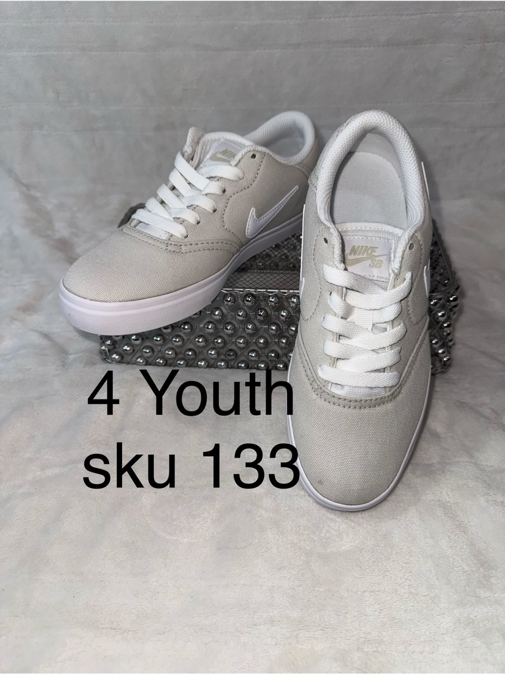 Nike SB Check CNVS GS Light Bone White Canvas Sneakers Youth 4Y NEW
